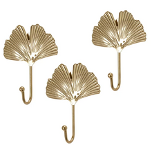 Crystal Art Gallery Indoor Gold Hook Leaf Size Farmhouse Decorative Figurine, Set of 3, 4"x 5"