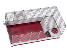 Jaula extragrande para conejos Ferplast | Medidas: 120 x 60 x 50 cm (47,2 x 23,6 x 19,7 pulgadas) | Incluye todos los accesorios | Color: Burdeos y crema