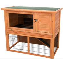 TRIXIE Weatherproof Outdoor 2-Story Small Wooden Small Animal Hutch Run & Pull-Out Tray, Brown