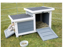 Caseta elevada de madera para pequeños animales TRIXIE, resistente a la intemperie, para exteriores, con techo abatible, color gris