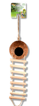 Penn-Plax Coconut Hide Out with 7 Step Ladder, for Bird or Small Animal Cage