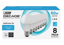 Bombillas LED Feit Electric Decade A19 equivalentes a 60 W, paquete de 8 - Luz diurna