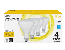 Bombilla LED BR30 Feit Electric Decade equivalente a 65 W, paquete de 4 - Blanco cálido