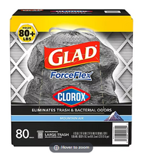 Bolsas de basura grandes con cordón Glad, 80 unidades/30 galones.