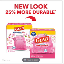 Bolsas de basura Glad ForceFlex MaxStrength de 13 galones con cordón, paquete de 120 - Aroma a flor de cerezo
