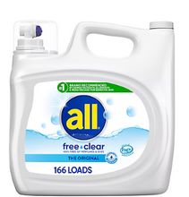 Detergente líquido All Free and Clear para pieles sensibles, 250 oz, 166 lavados