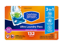 Cápsulas de detergente Berkley Jensen Spring Fresh Ultra, 132 unidades.