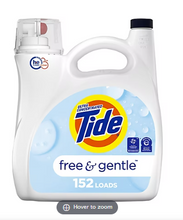 Detergente líquido para ropa Tide Free and Gentle, 170 onzas líquidas.