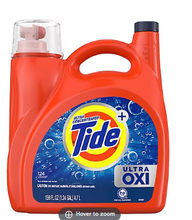 Detergente líquido para ropa Tide Ultra Oxi, 124 lavados/159 onzas líquidas.