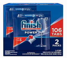 Pastillas de detergente para lavavajillas Finish Power, 106 unidades.