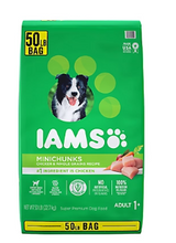 Alimento seco para perros adultos IAMS Minichunks, 50 libras.
