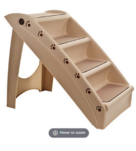 Escalera plegable para mascotas PETMAKER de 4 peldaños y 15 pulgadas - Beige