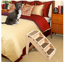 Escalera plegable para mascotas PETMAKER de 4 peldaños y 15 pulgadas - Beige