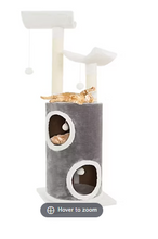 Condominio para gatos PETMAKER de 44.75" con 5 niveles para dormir y jugar - Gris/Blanco