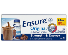 Batido nutricional Ensure Original, chocolate con leche, 8 onzas líquidas, paquete de 24.