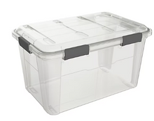 Ezy Storage Waterproof Clear Latching Tote, 50 L