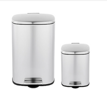 Juego de 2 cubos de basura rectangulares Berkley Jensen de 13 galones/2 galones con pedal - Acero inoxidable