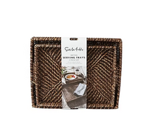 Juego de 2 bandejas apilables de ratán Sur La Table - Marrón oscuro