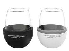 Funda aislante de doble pared Asobu Wine Kuzie, paquete de 2 - Negro/Blanco