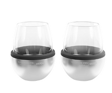 Funda aislante de doble pared Asobu Wine Kuzie, paquete de 2 - Plata/Plata