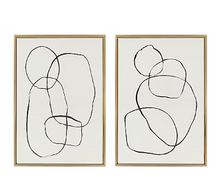 Conjunto de arte mural en lienzo texturizado de lino con marco "Círculos modernos" de Kate y Laurel Sylvie, por Teju Reval, 2 piezas, 23x33, dorado