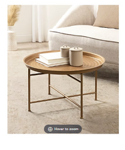 Mesa de centro Kate and Laurel Mahdavi estilo boho-chic con bandeja de metal martillado - Oro oscuro