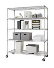 Estantería de alambre de 5 niveles Trinity Basics, con ruedas y certificación NSF.