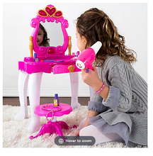 Tocador de princesa de juguete para juegos de simulación con taburete, accesorios, luces y sonidos