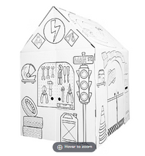 Casita de juegos fácil, garaje de cartón para juegos