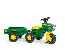 Tractor de pedales de 3 ruedas John Deere con remolque