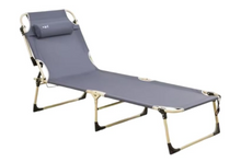 Tumbona reclinable plegable, chaise longue portátil con reposacabezas acolchado para exteriores, playa, patio, piscina (Gris)