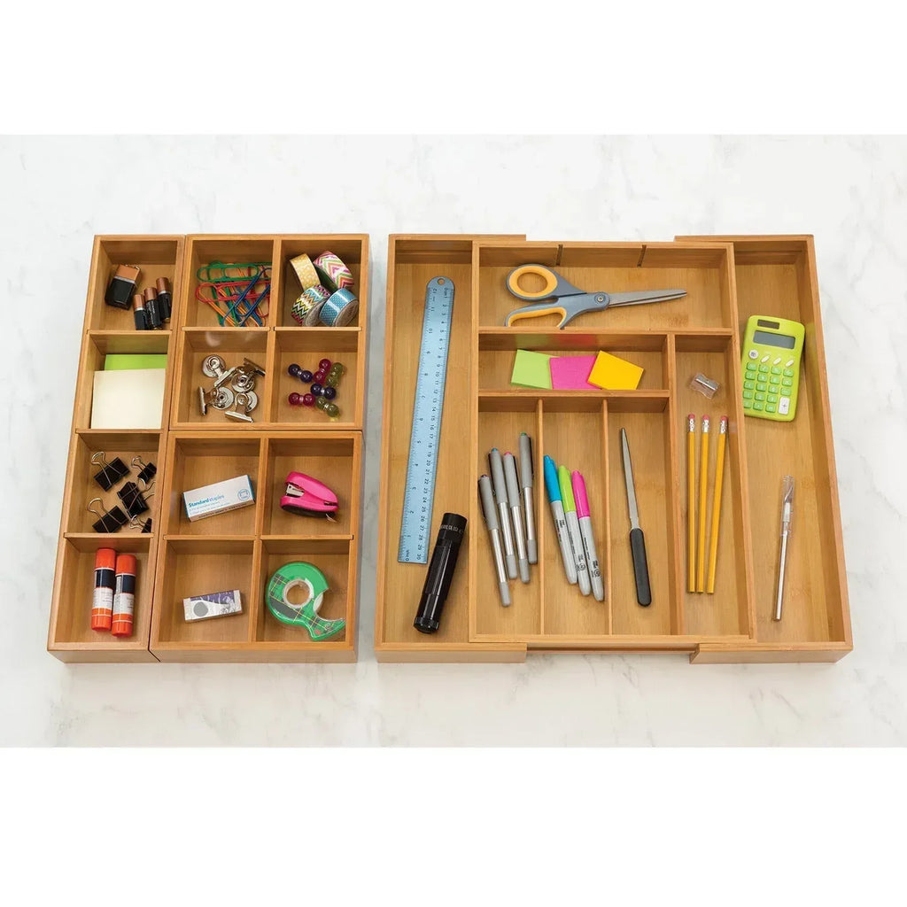 Seville Classics 4 Piece Bamboo Expandable Drawer Organizer