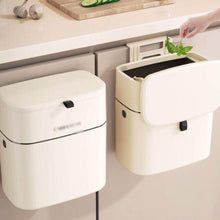 Slim 10L Trash Can with Press-Lid, Wall-Mountable Plastic Garbage Bin for Small Spaces Like Home, Office, Kitchen, Bedroom