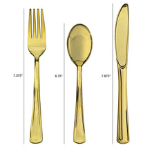 Cubiertos desechables de plástico color dorado Tableluxe Premium, 180 unidades.
