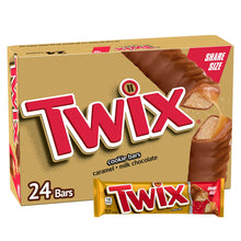 Barra de caramelo de galleta de chocolate y caramelo Twix, tamaño para compartir, 3.02 oz, 24 unidades