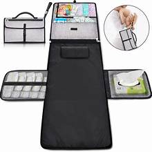 Waterproof Mummy Changing Pad, Foldable Diaper Bag, Portable Travel Changing Mat (Black)
