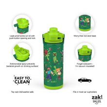 Zak Designs 20-oz. Stainless Steel Double Wall Beacon Straw Bottle for Kids, 2 pack, Choose Character