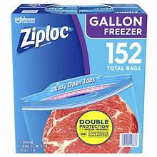 Ziploc Gallon Freezer Bags with New Stay Open Design,  152 ct.