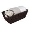 Simplify Small Shelf Rattan Tote Storage Basket in Chocolate
