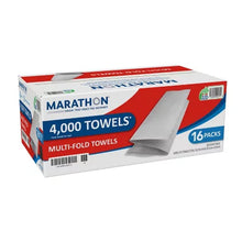 Marathon Multifold 1-Ply Paper Towels, White, 9.2" X 9.4" (250 Towels/Pk., 16 Pks.) - Brands For Less USA