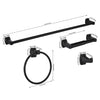 Mainstays 4-Piece Square Bathroom Hardware Set with 24-inch Towel Bar Matte Black Finish
