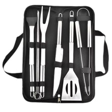 Juego de utensilios para barbacoa de acero inoxidable - Kit de 9 piezas con espátula, tenedor, cuchillo, cepillo, pinzas y bolsa de transporte - Utensilios para barbacoa al aire libre