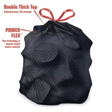 Brands For Less USA 33 gallon drawstring trash bags black textured bag with double thick top and red drawstring