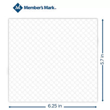 Members Mark textured square napkin 6.25 by 5.7 inches showing embossed pattern and measurements bulk white paper napkins