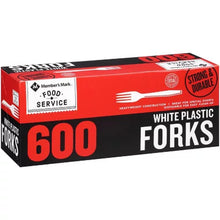 Members Mark box of heavyweight white plastic forks 600 count disposable strong durable forks for parties