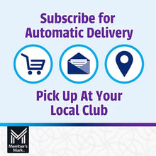 Members Mark subscription graphic promoting automatic delivery and club pickup for ultra premium toilet paper 45 rolls