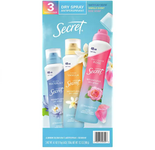 Secret Dry Spray Women's Antiperspirant Deodorant, Vanilla, Wild Rose & Waterlily, 4.1 oz., 3 pk.