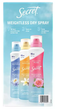 Secret Dry Spray Women's Antiperspirant Deodorant, Vanilla, Wild Rose & Waterlily, 4.1 oz., 3 pk.