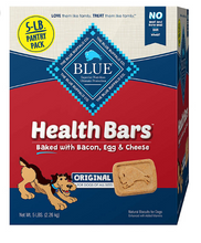 Barritas energéticas Blue Buffalo para perros, crujientes, sabor a tocino, huevo y queso, 5 libras.
