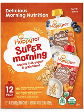 HappyTOT Organics Super Morning Pouch, Apple Cinnamon and Blueberry Banana Variety Pack, 12 ct., 4 oz.